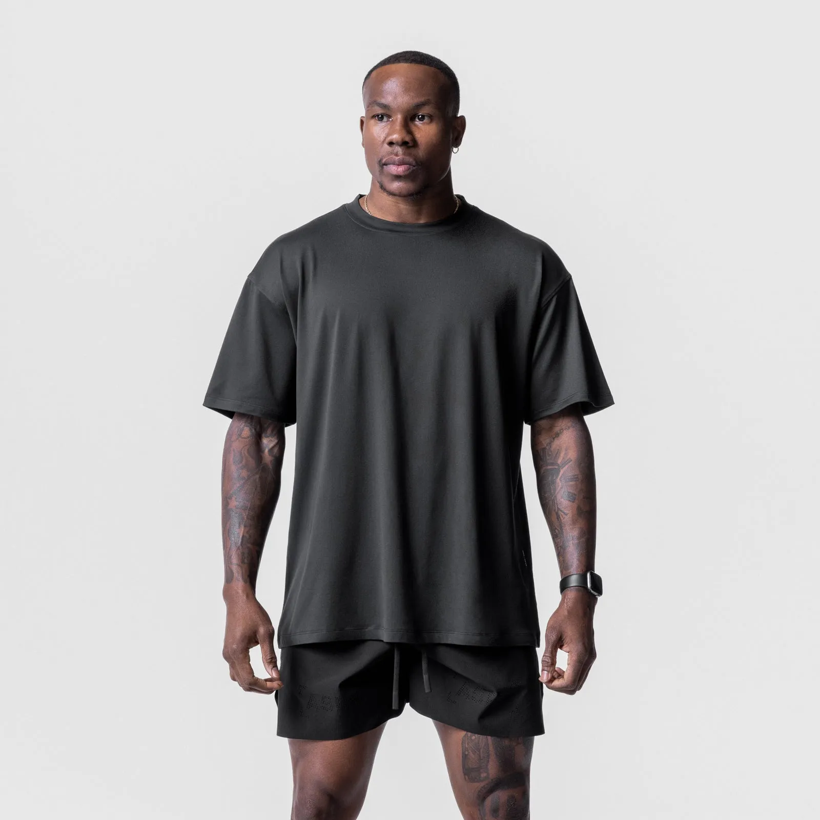 0715. Core Mesh Oversized Tee - Black