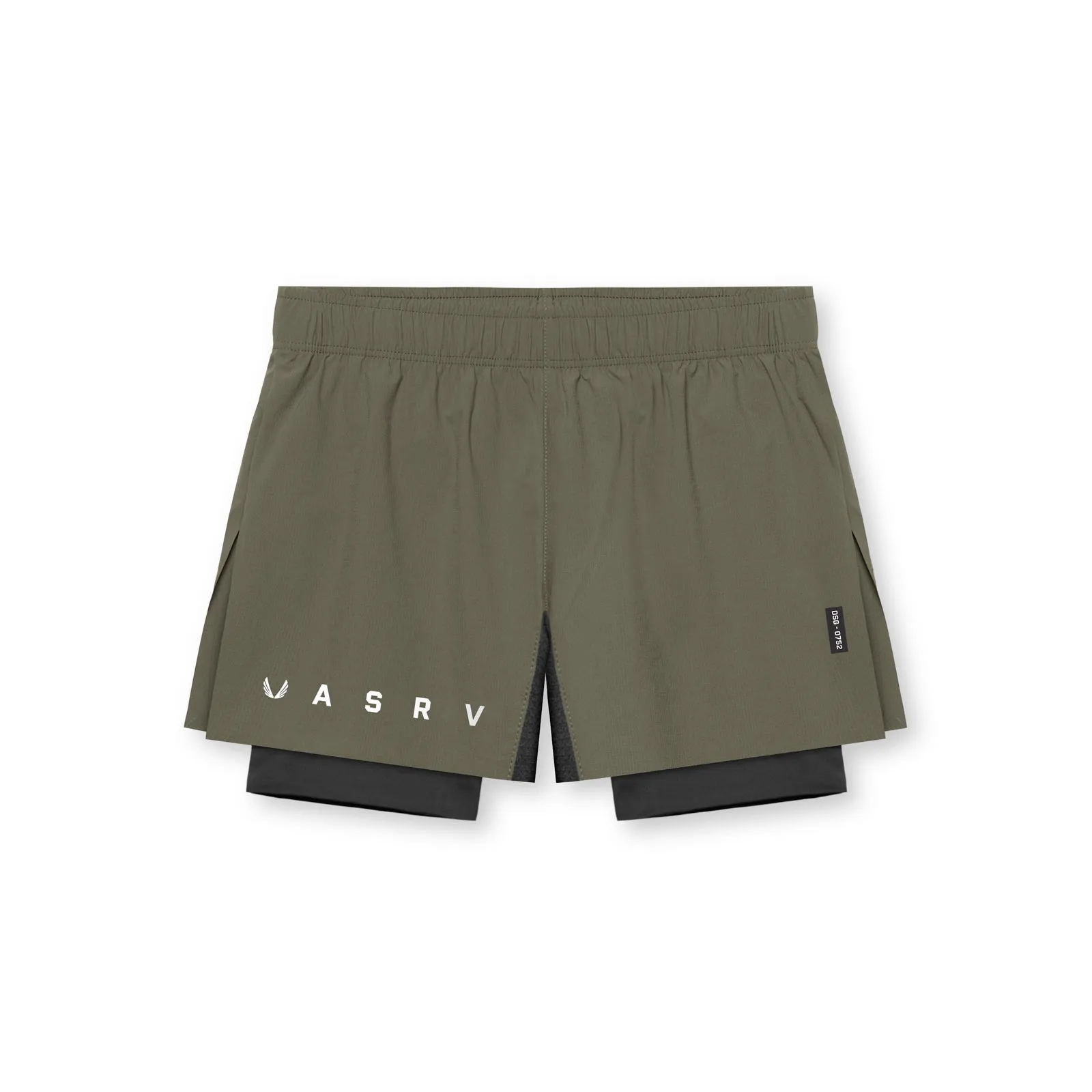 0752. Ripstop 3" High Split Liner Short - Olive/Black