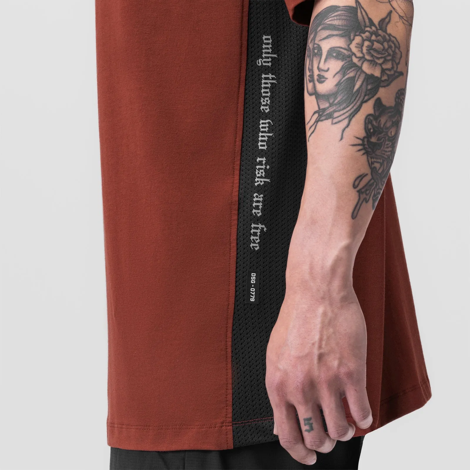 0779. Supima® Mesh Panel Oversized Tee - Brick