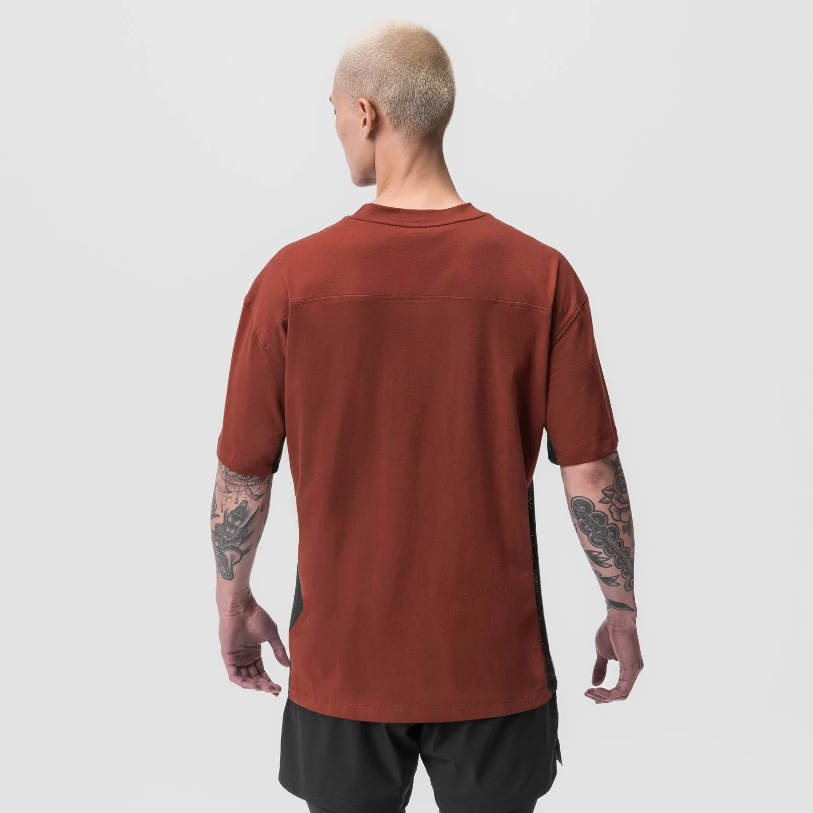 0779. Supima® Mesh Panel Oversized Tee - Brick