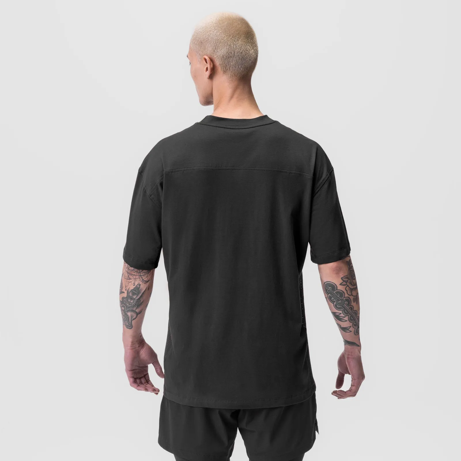 0779. Supima® Mesh Panel Oversized Tee - Dusk Black