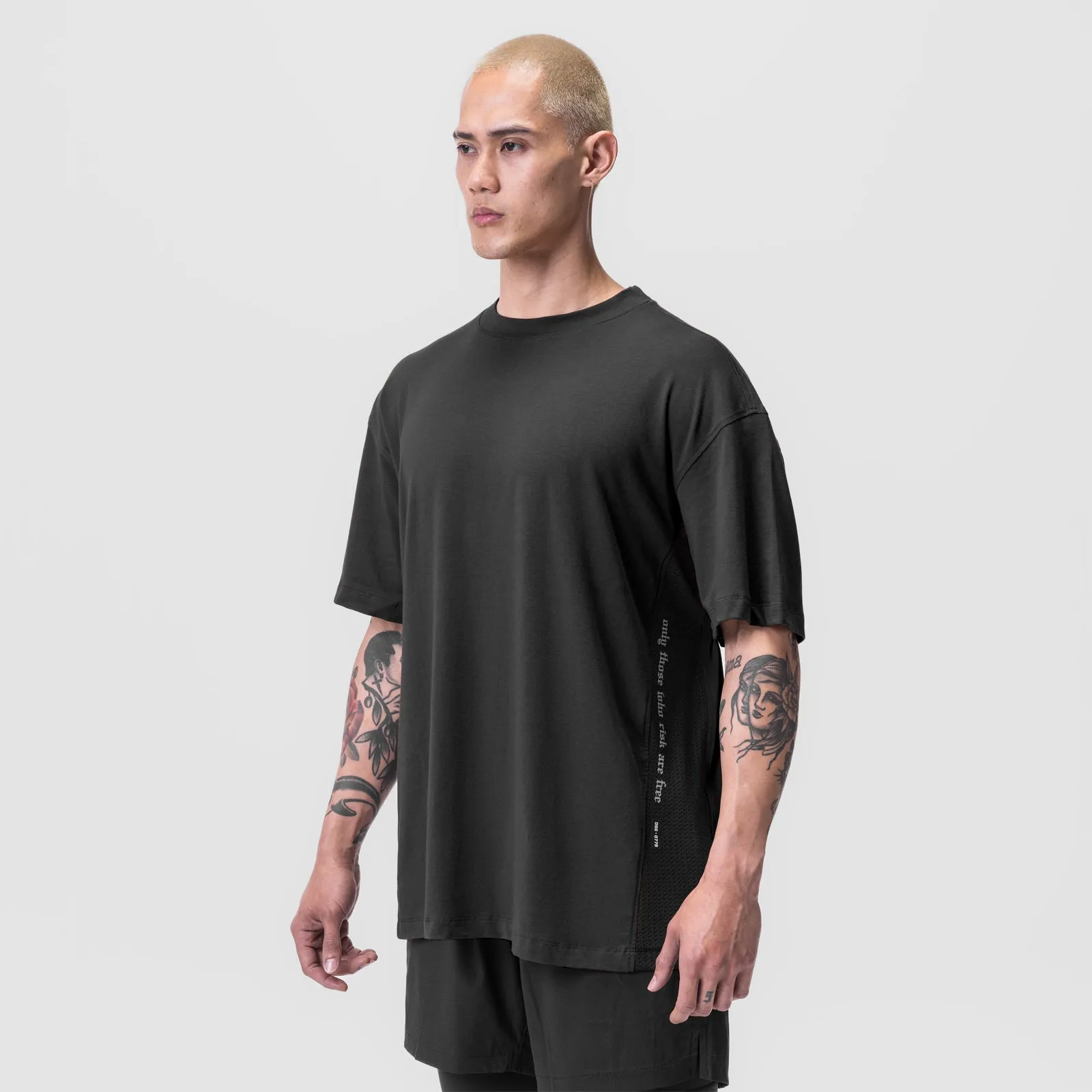 0779. Supima® Mesh Panel Oversized Tee - Dusk Black