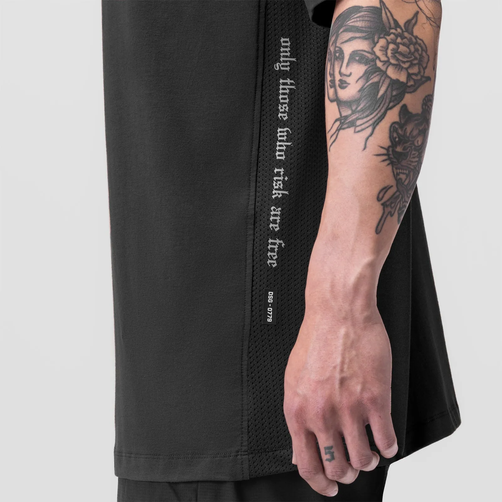 0779. Supima® Mesh Panel Oversized Tee - Dusk Black