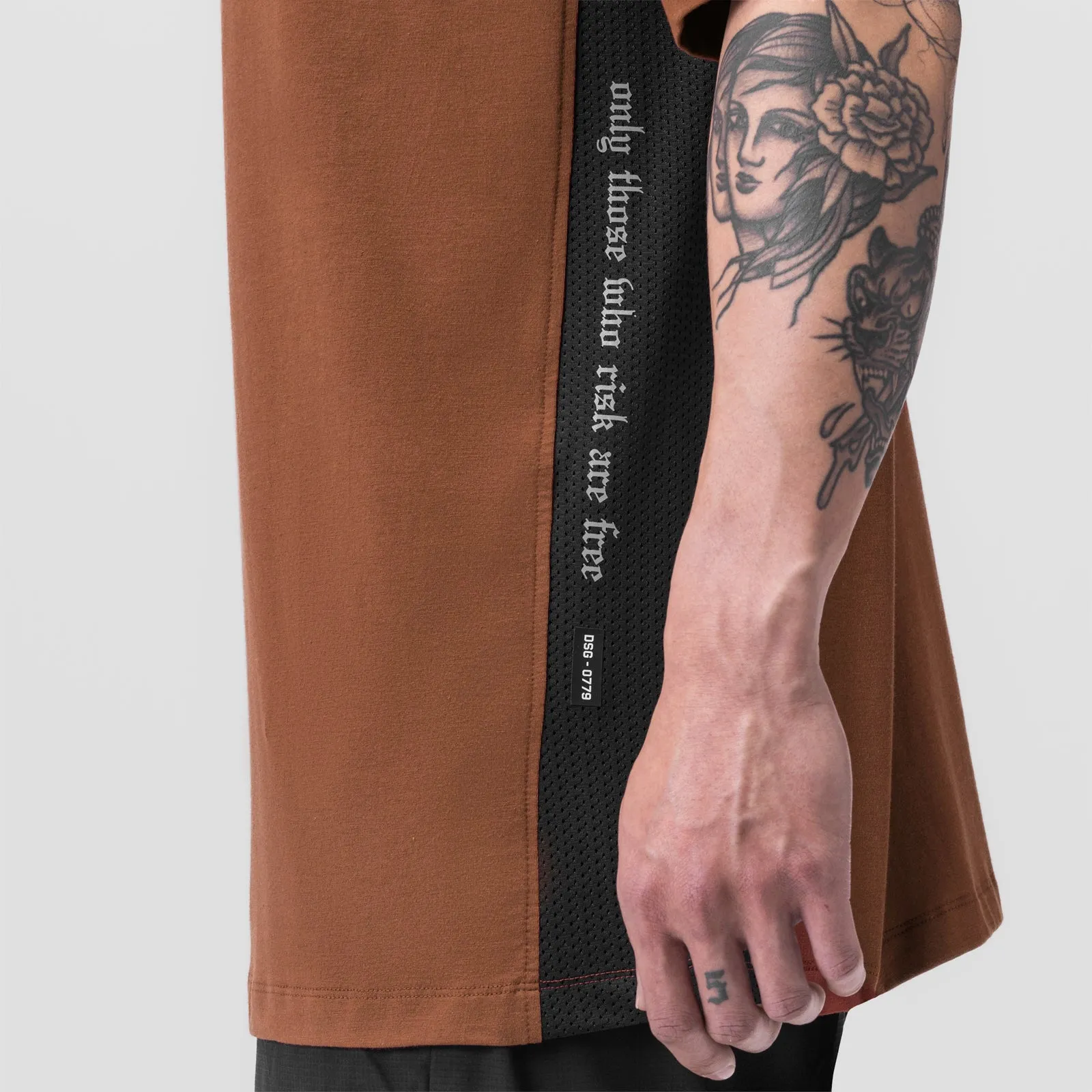 0779. Supima® Mesh Panel Oversized Tee - Rust