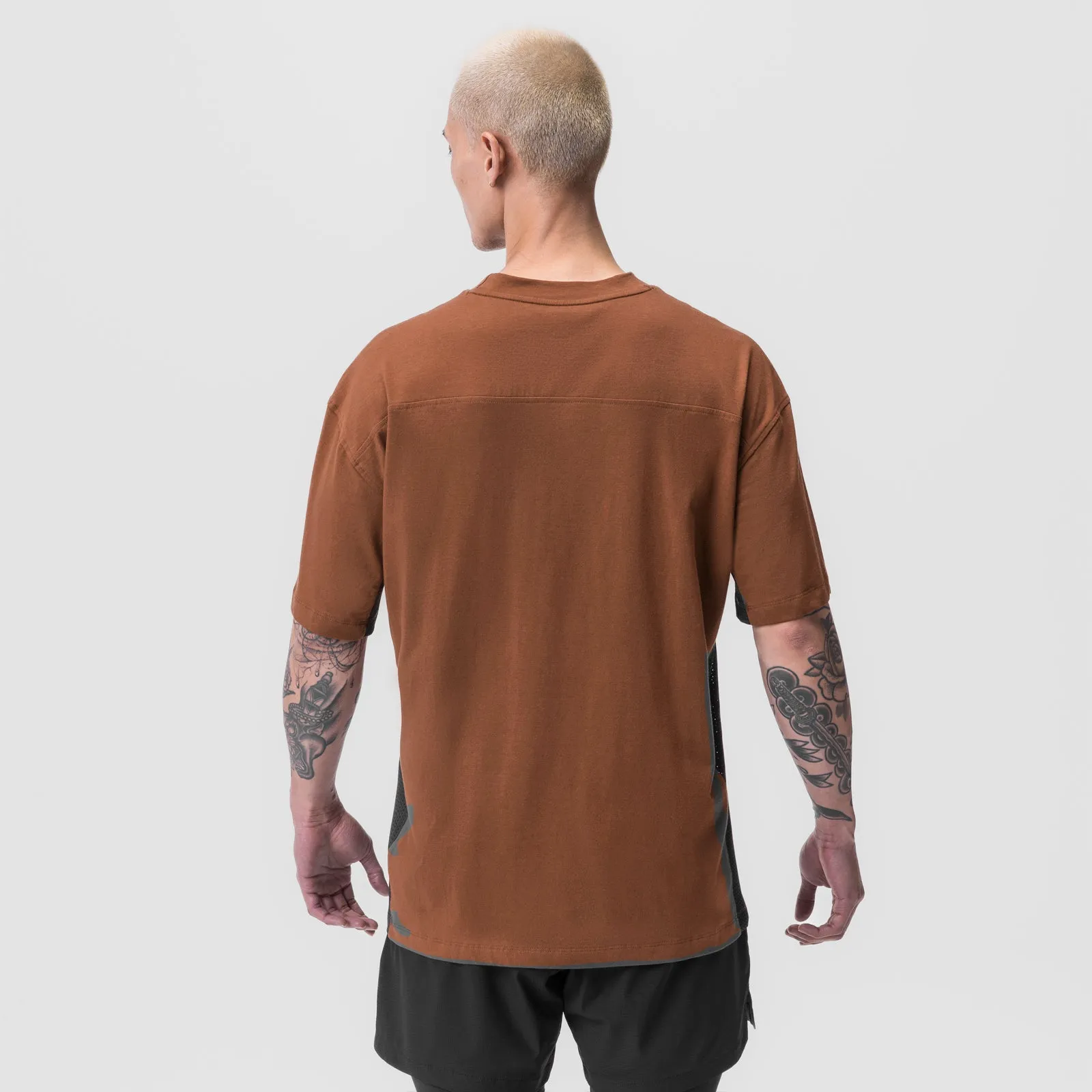 0779. Supima® Mesh Panel Oversized Tee - Rust