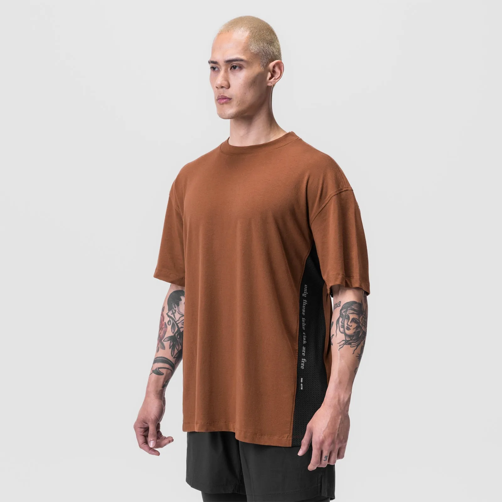 0779. Supima® Mesh Panel Oversized Tee - Rust