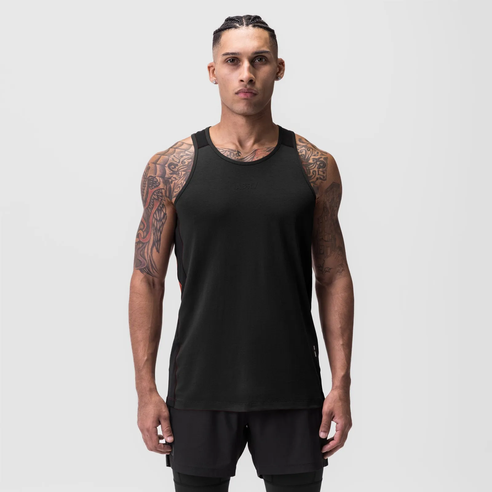 0809. Supima® Mesh Panel Training Singlet  - Black