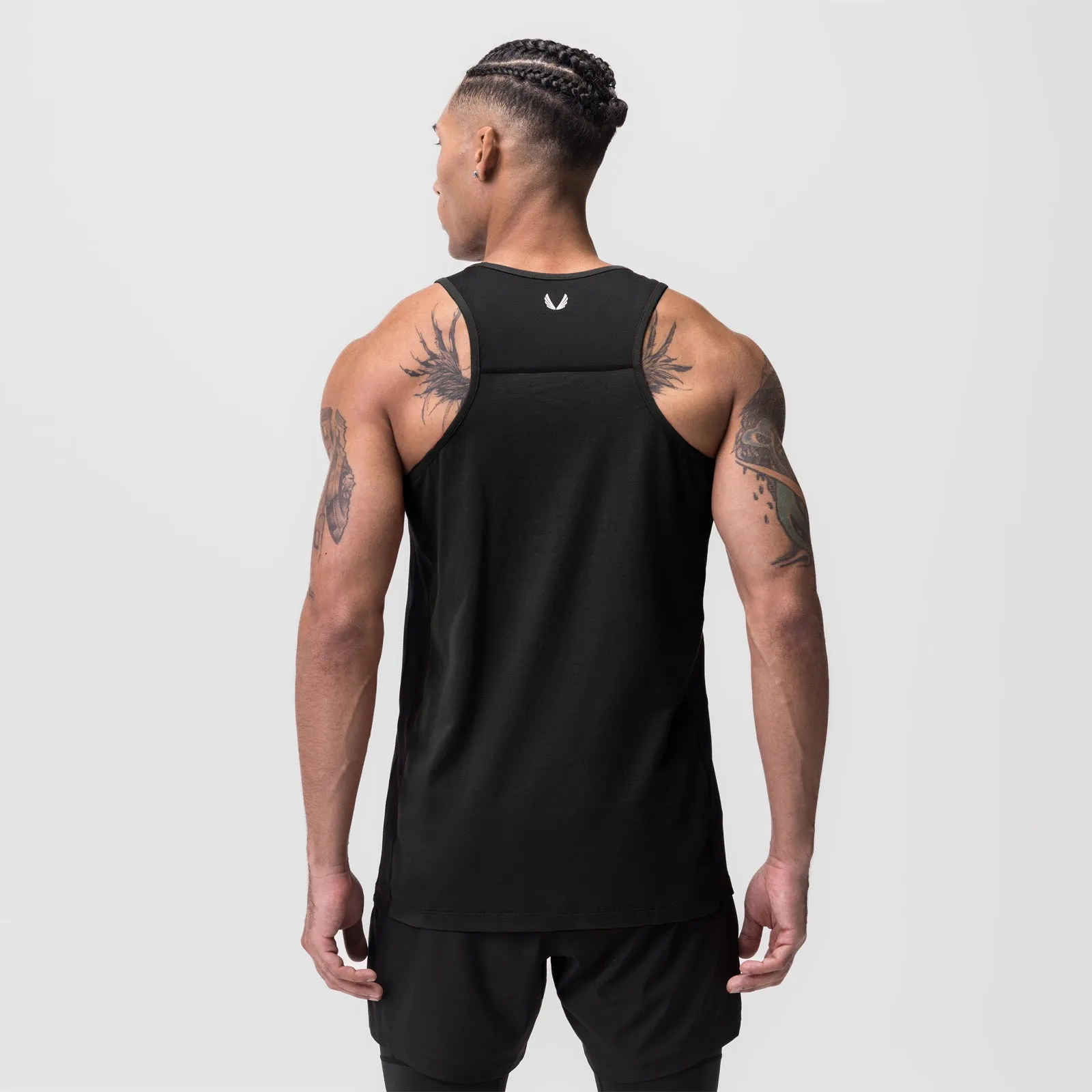 0809. Supima® Mesh Panel Training Singlet  - Black