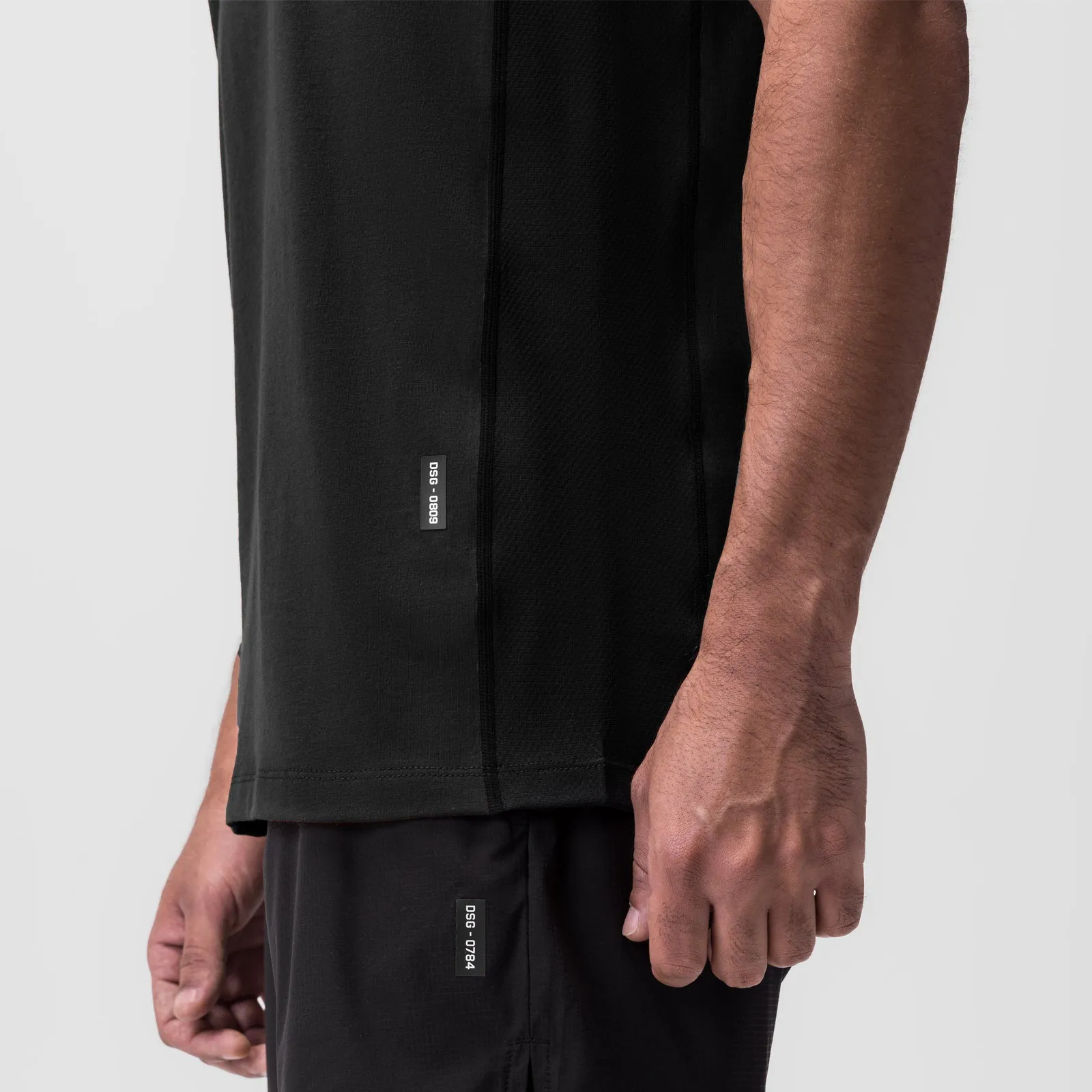 0809. Supima® Mesh Panel Training Singlet  - Black