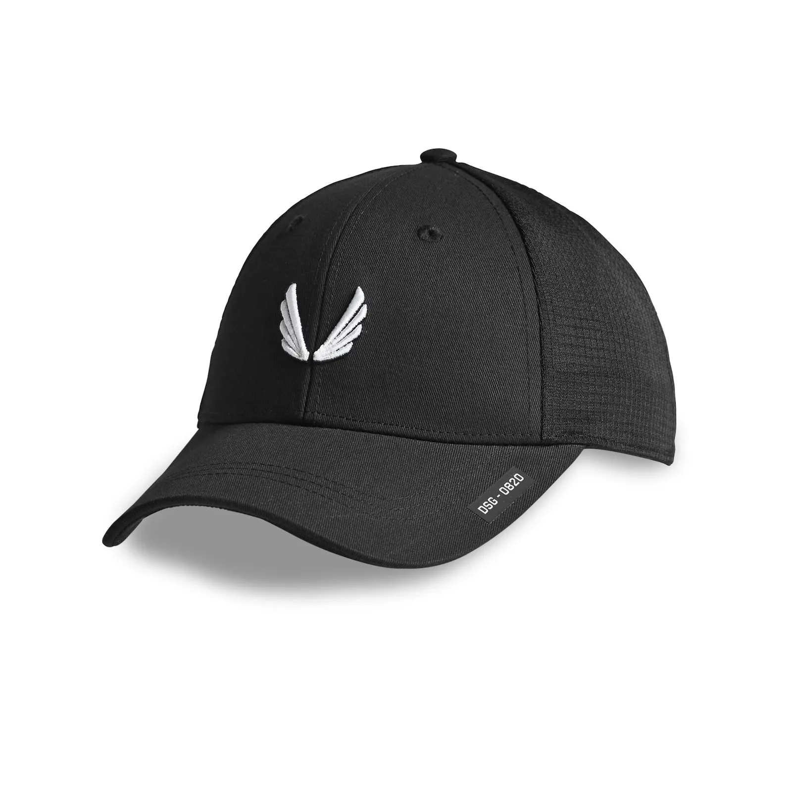 0820. Cotton Mesh Snapback - Black/White "Wings"