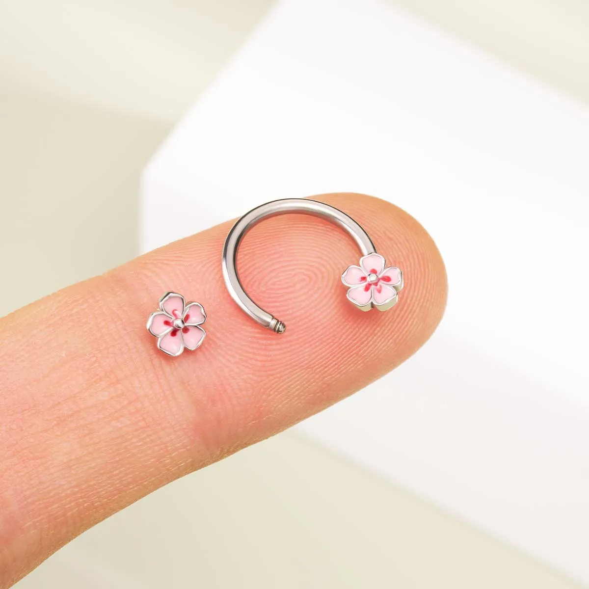 16G Spring Sakura Horseshoe Septum Ring