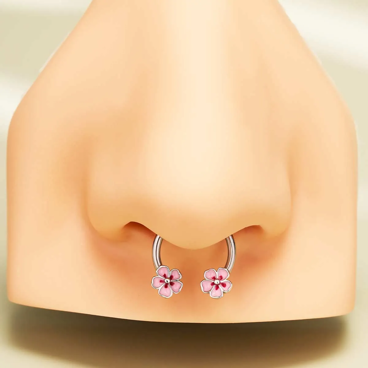 16G Spring Sakura Horseshoe Septum Ring