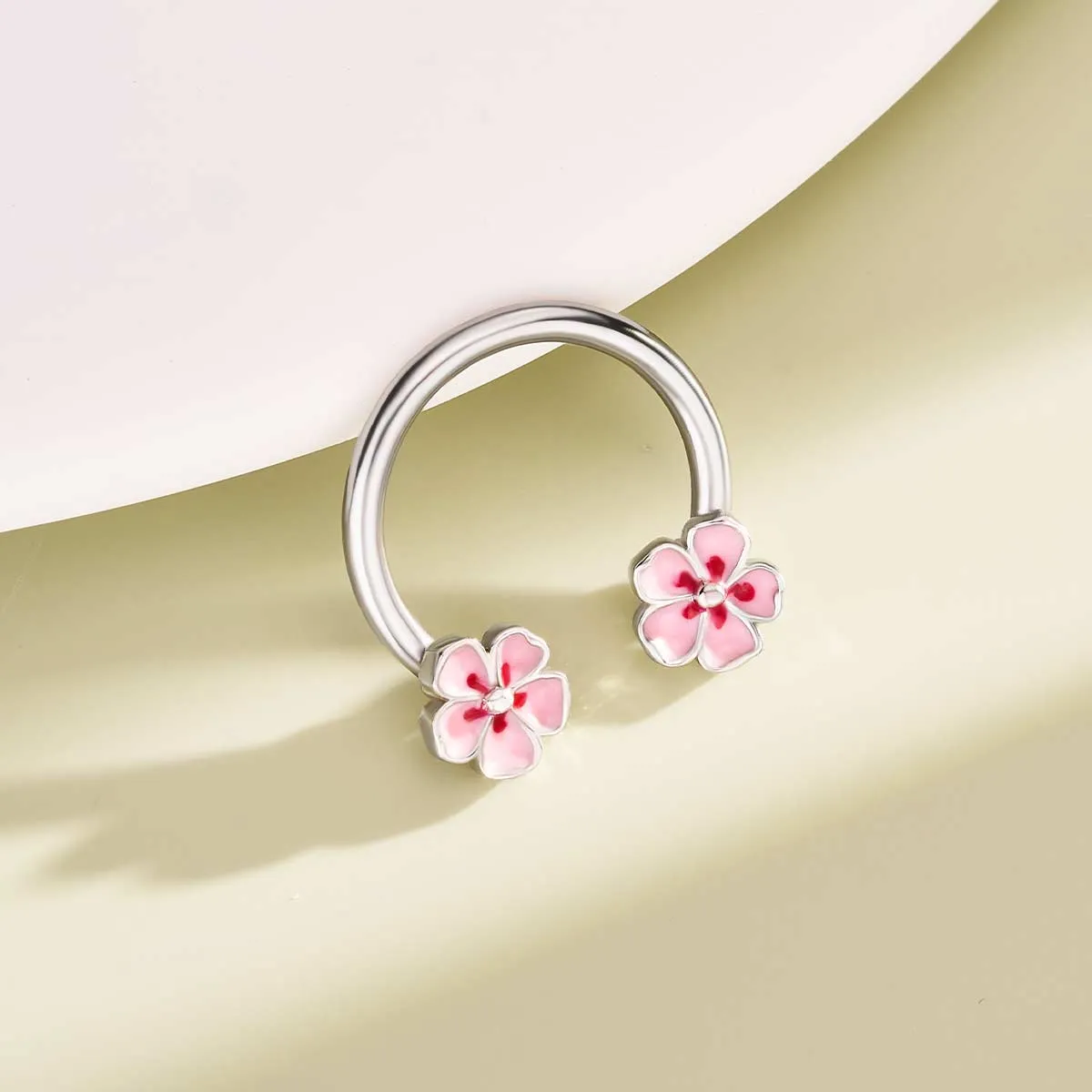 16G Spring Sakura Horseshoe Septum Ring