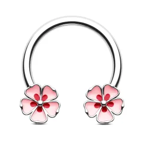 16G Spring Sakura Horseshoe Septum Ring