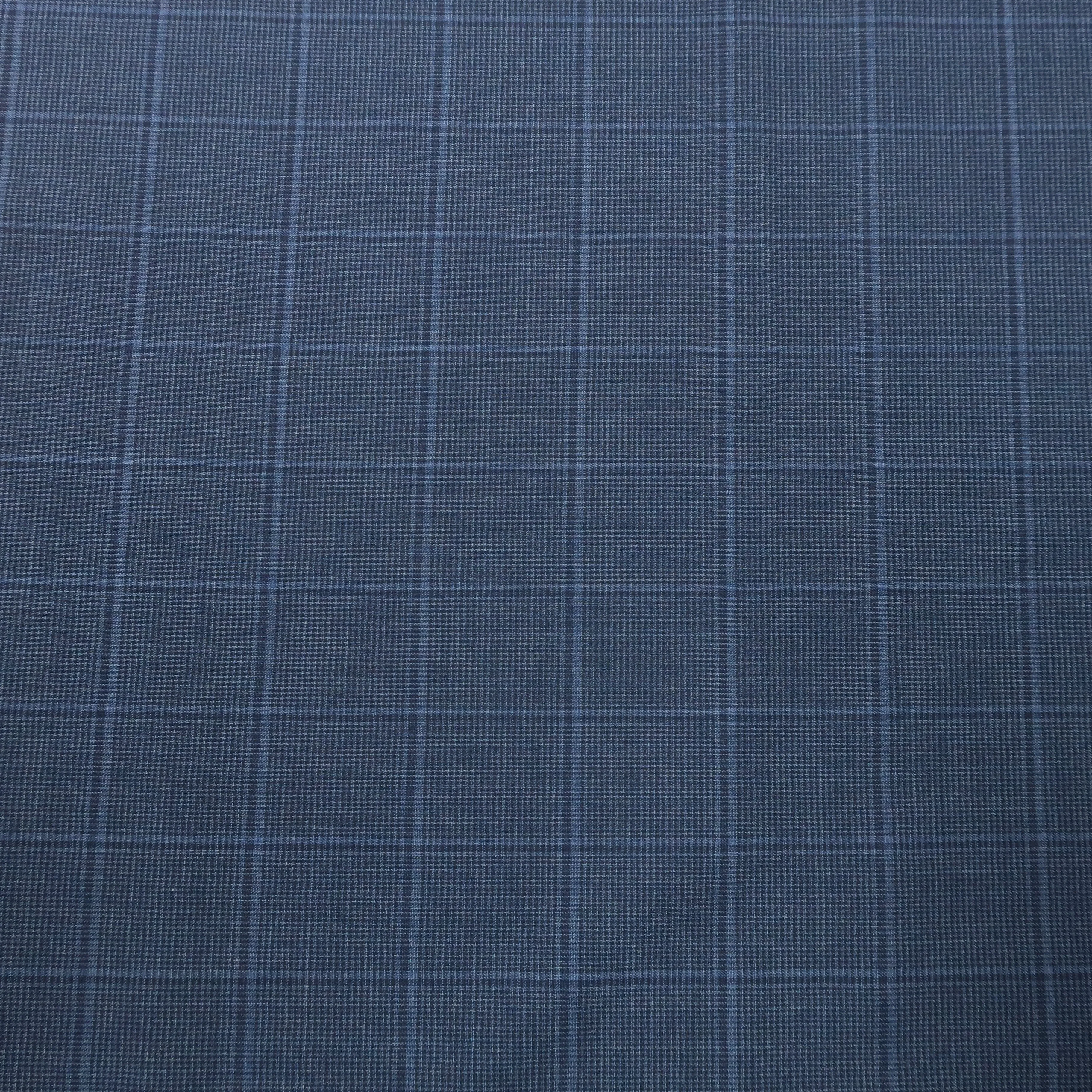 4.40 YDS Blue Glen Check Wool Loro Piana Fabric