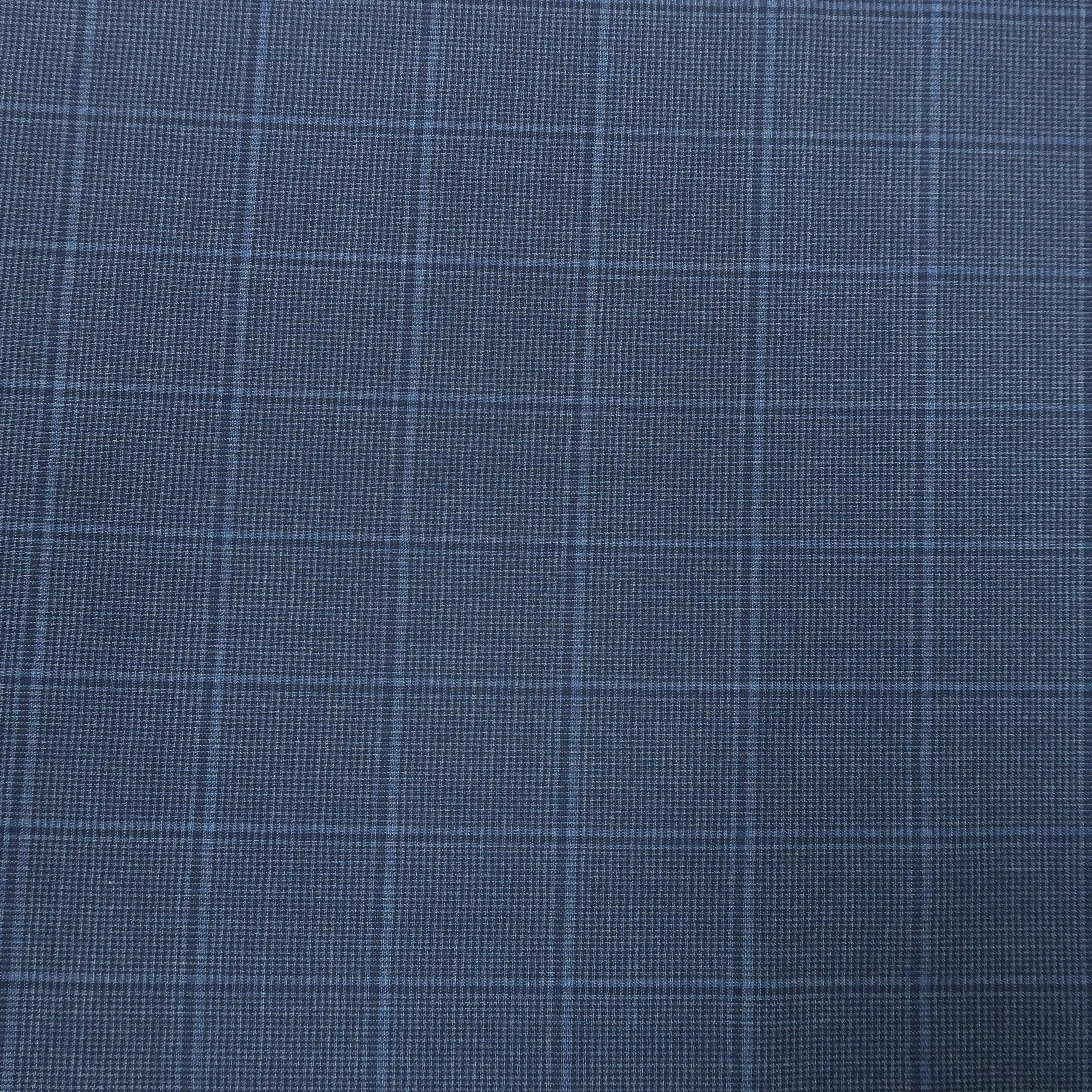 4.40 YDS Blue Glen Check Wool Loro Piana Fabric