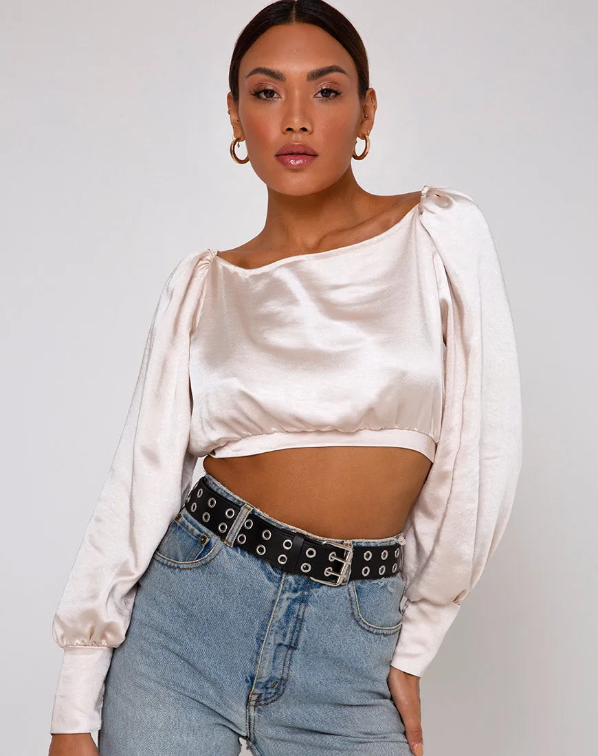 Adoria Crop Top in Satin Ivory