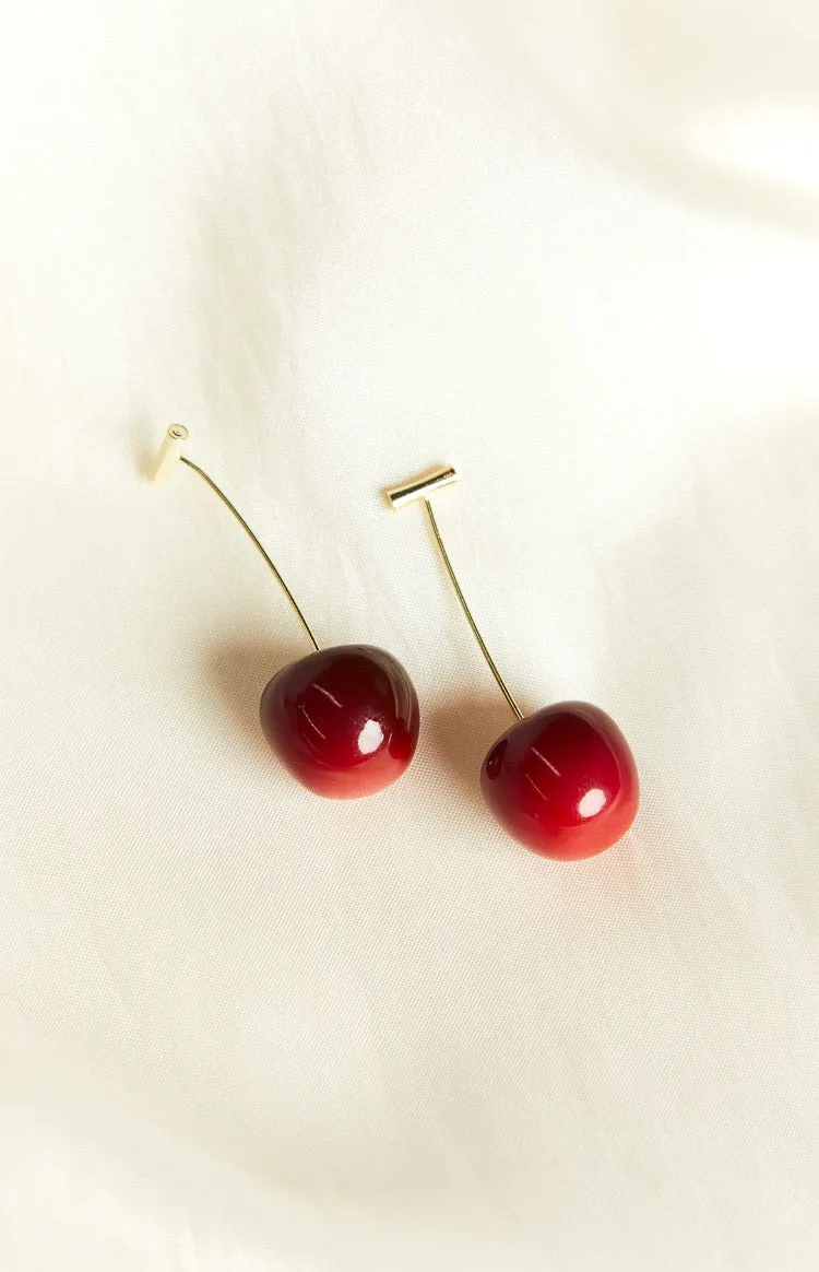 Azure Red Cherry Earrings