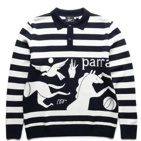 BASKET BIRD HORSE KNITTED POLO SHIRT