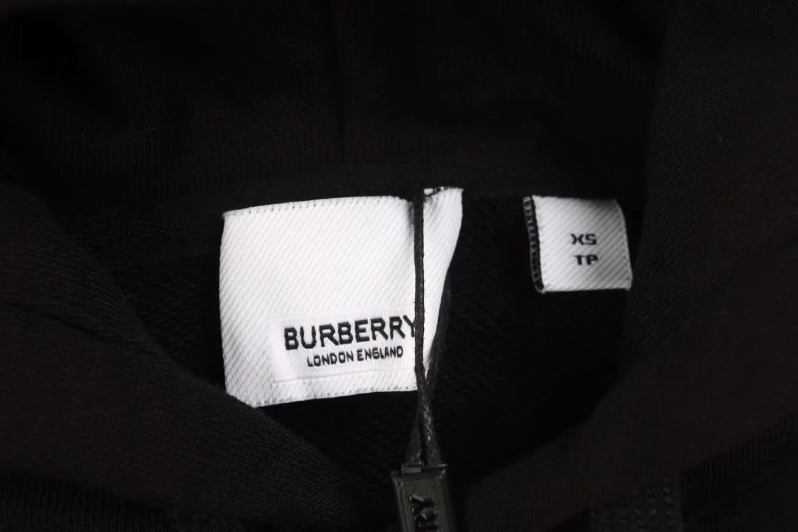 Burberry Black Hoodie with Logo Patch