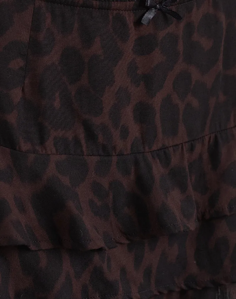 Camigi Mini Skirt in Brown Jaguar Print