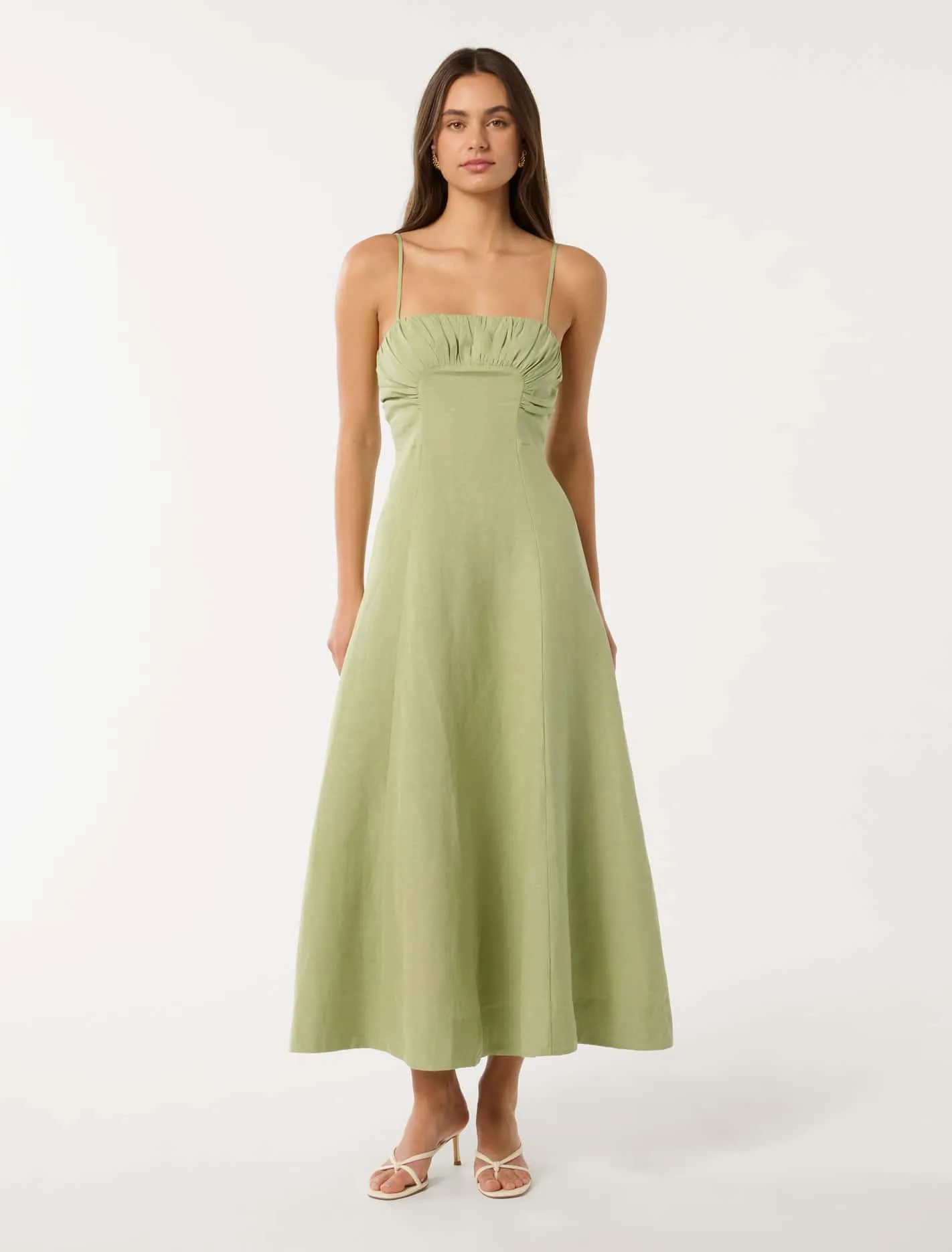 Camilla Strappy Ruched Midi Dress