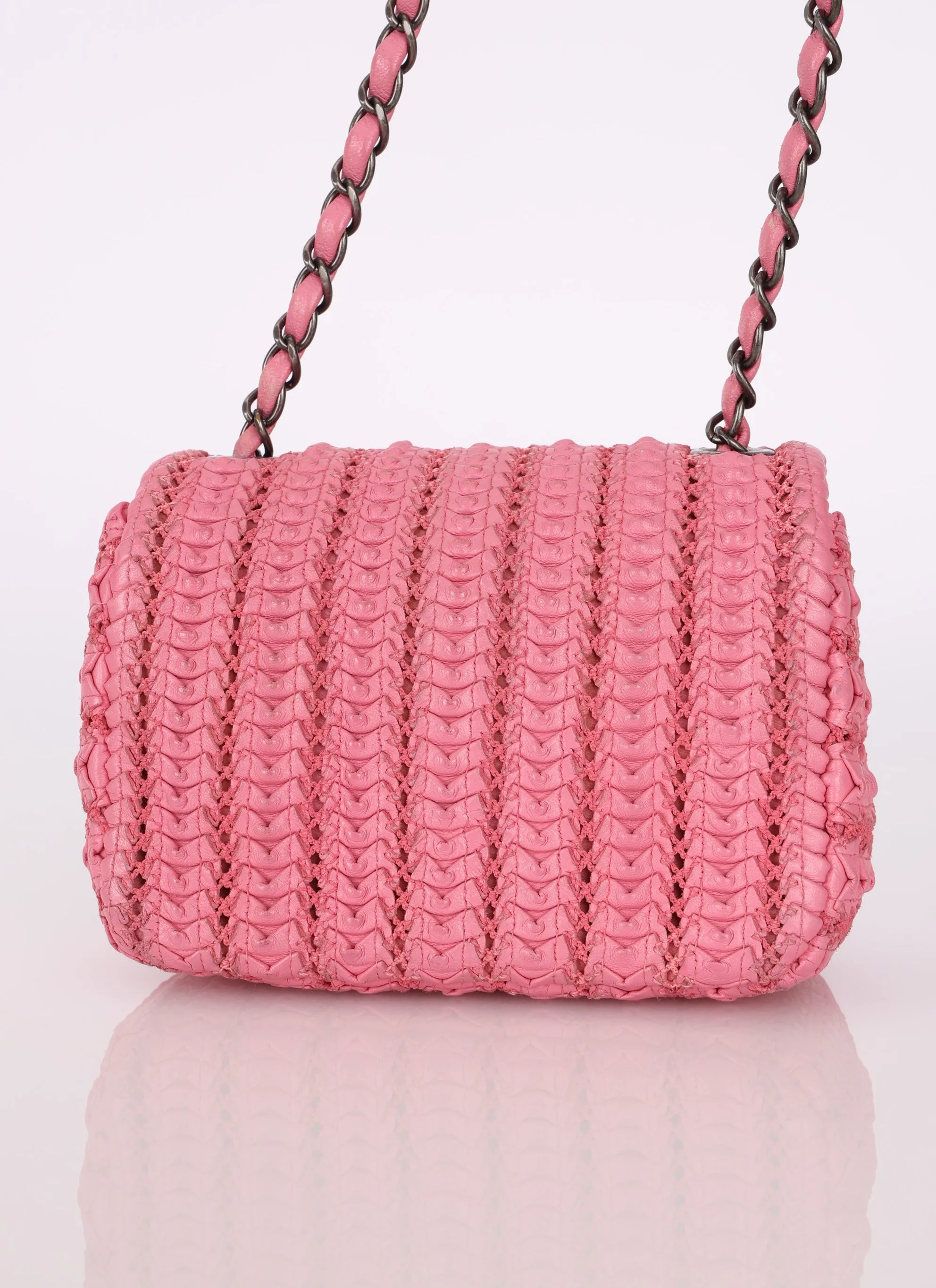 Chanel 2015 Lambskin Crochet Mini Square Flap