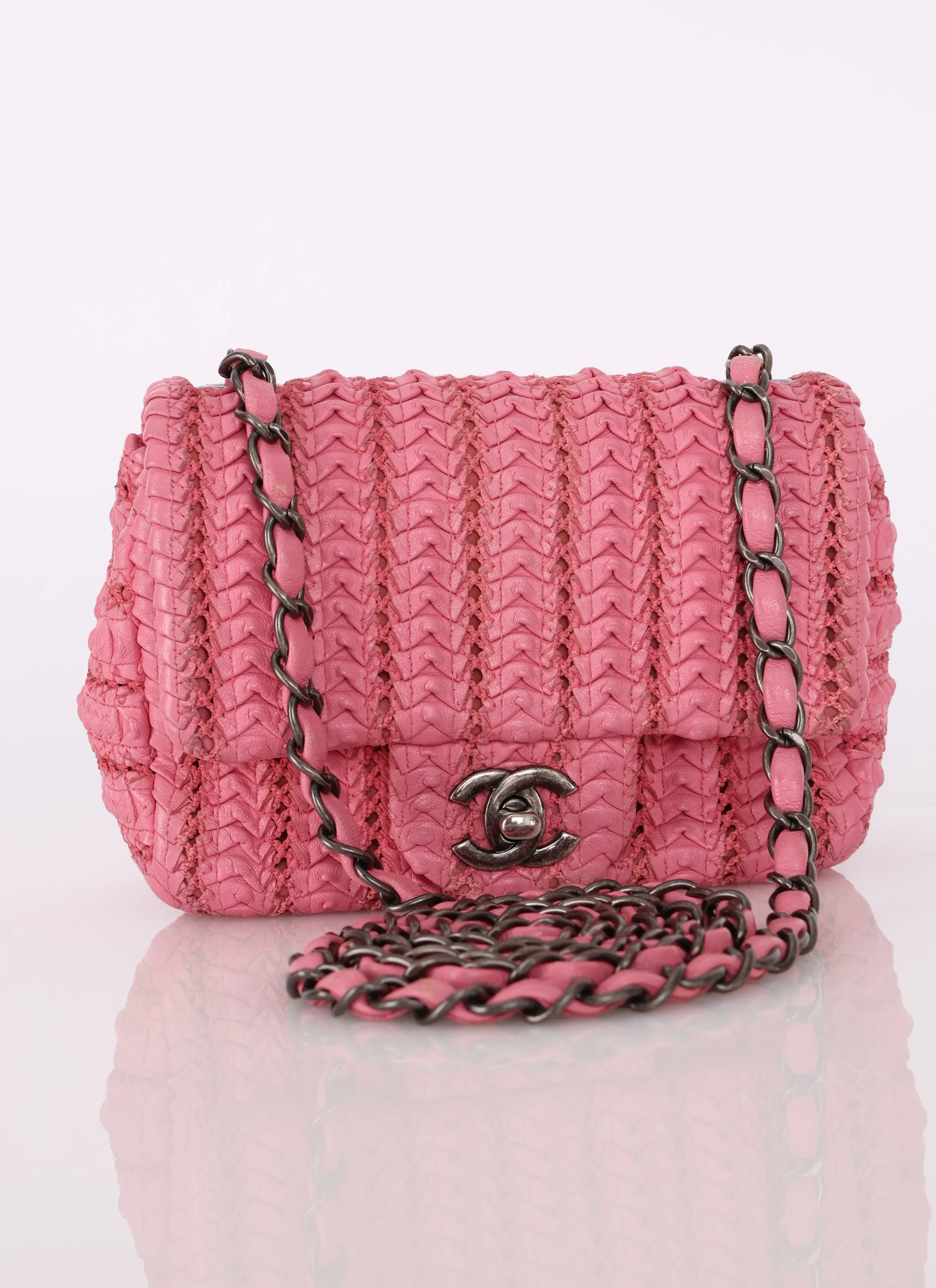 Chanel 2015 Lambskin Crochet Mini Square Flap