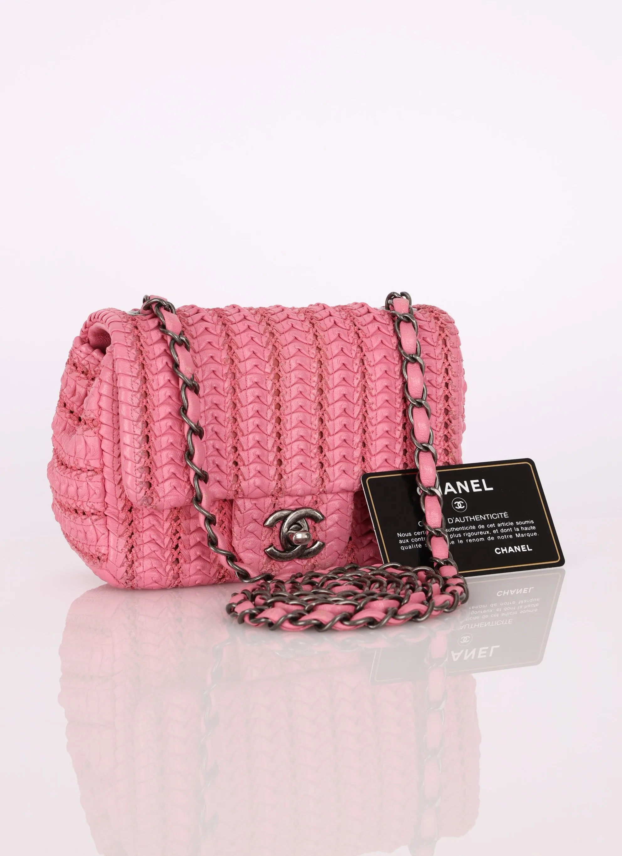 Chanel 2015 Lambskin Crochet Mini Square Flap