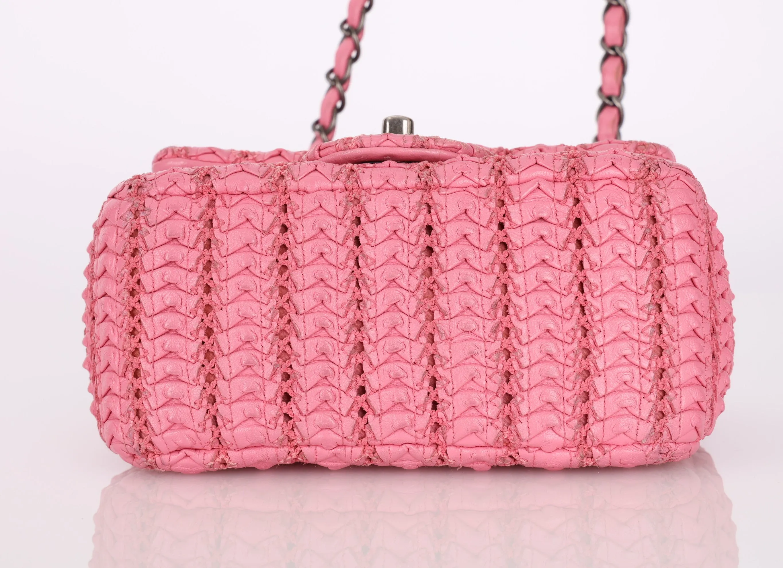 Chanel 2015 Lambskin Crochet Mini Square Flap