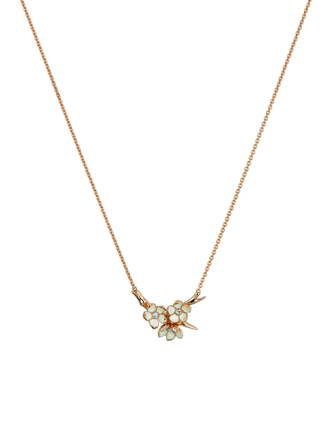 Cherry Blossom Flower Posey Pendant - Rose Gold Vermeil & Diamond