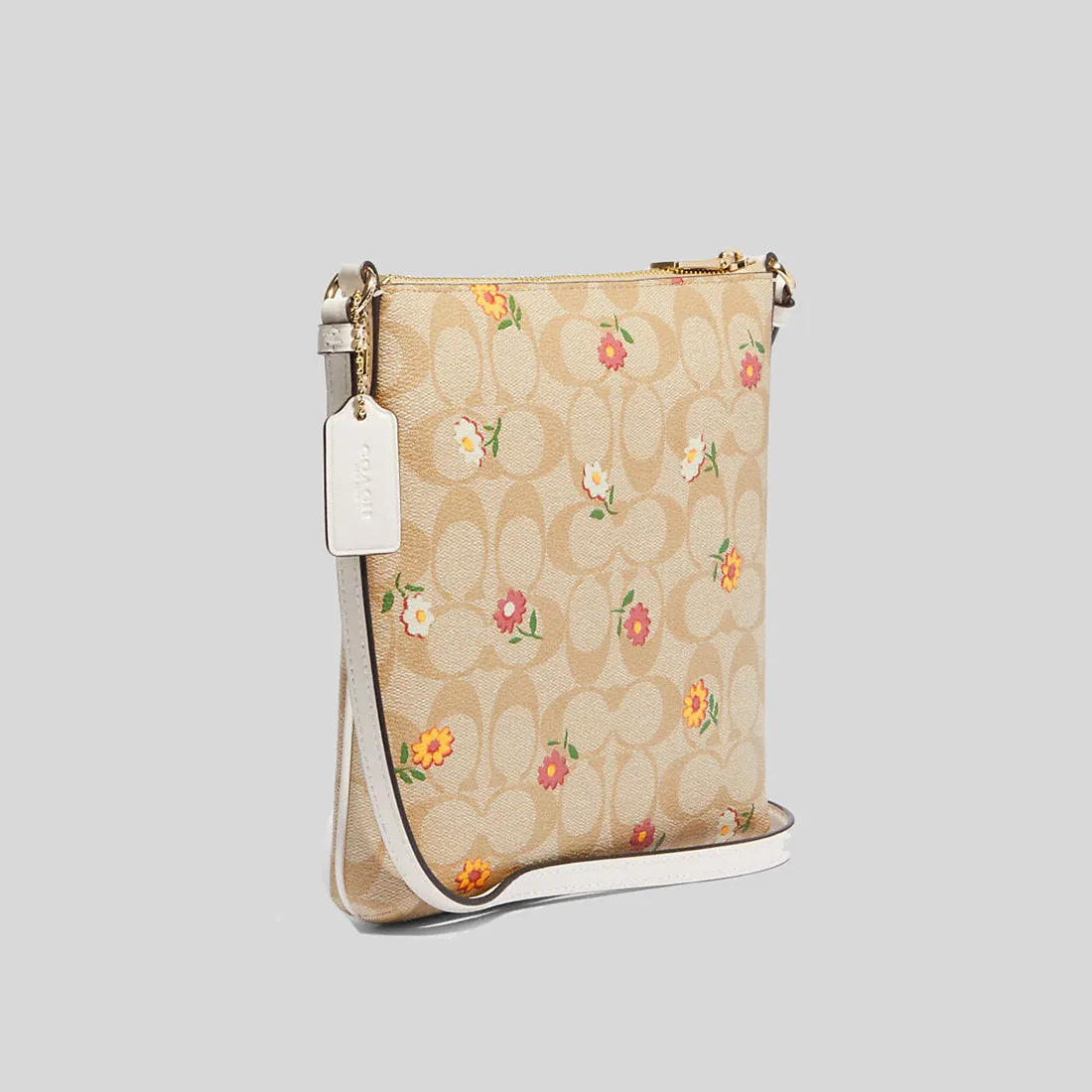 Coach Mini Rowan File Bag In Signature Canvas With Nostalgic Ditsy Print Light Khaki Multi RS-CH479