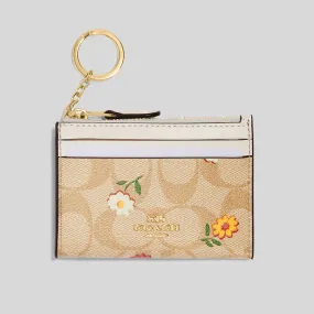 Coach Mini Skinny Id Case In Signature Canvas With Nostalgic Ditsy Print Light Khaki Multi RS-CH481