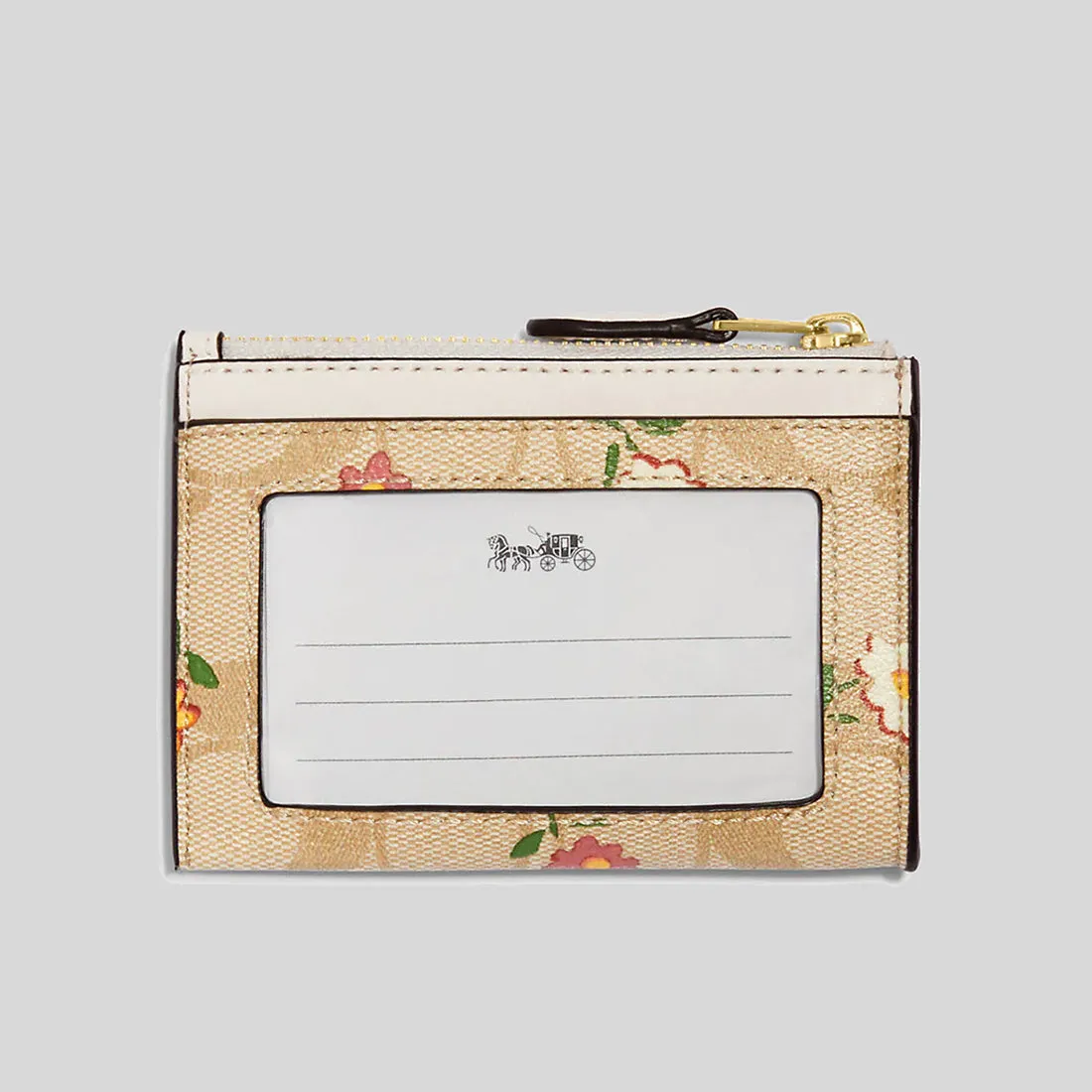 Coach Mini Skinny Id Case In Signature Canvas With Nostalgic Ditsy Print Light Khaki Multi RS-CH481