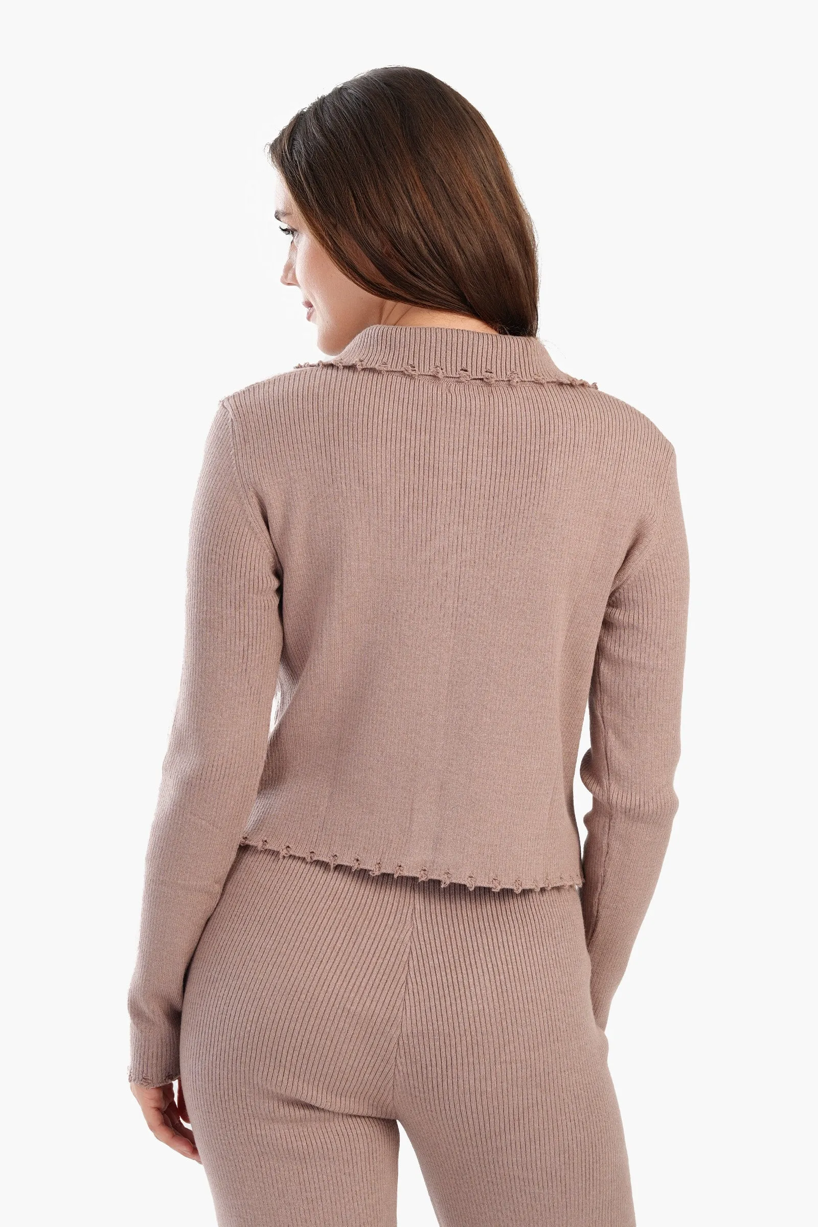 Coffee Ribbed Lounge Jacket