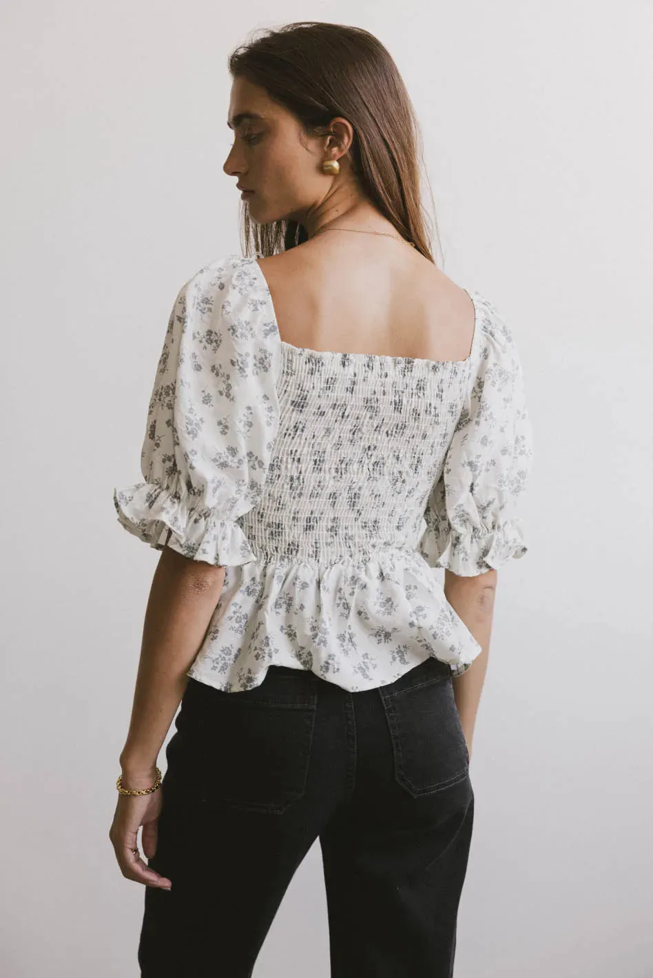 Connie Ditsy Floral Peplum Top