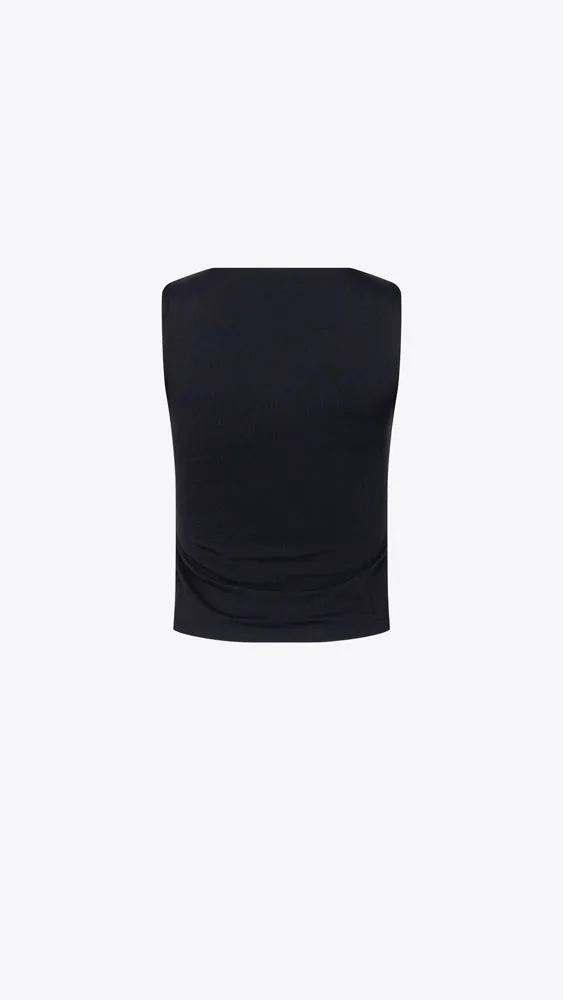 Crew Sleeveless Top - Black