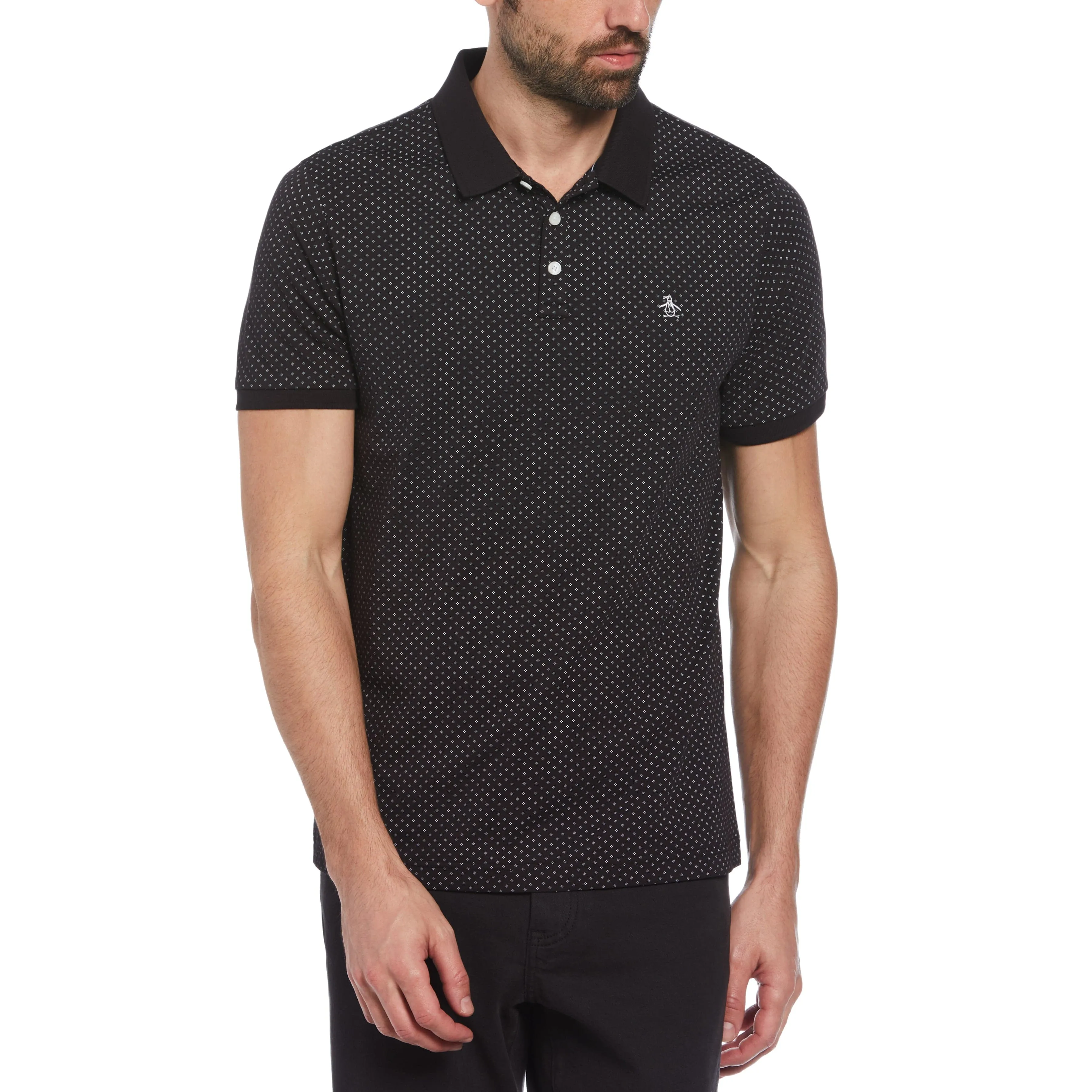 Ditsy Diamond Print Polo