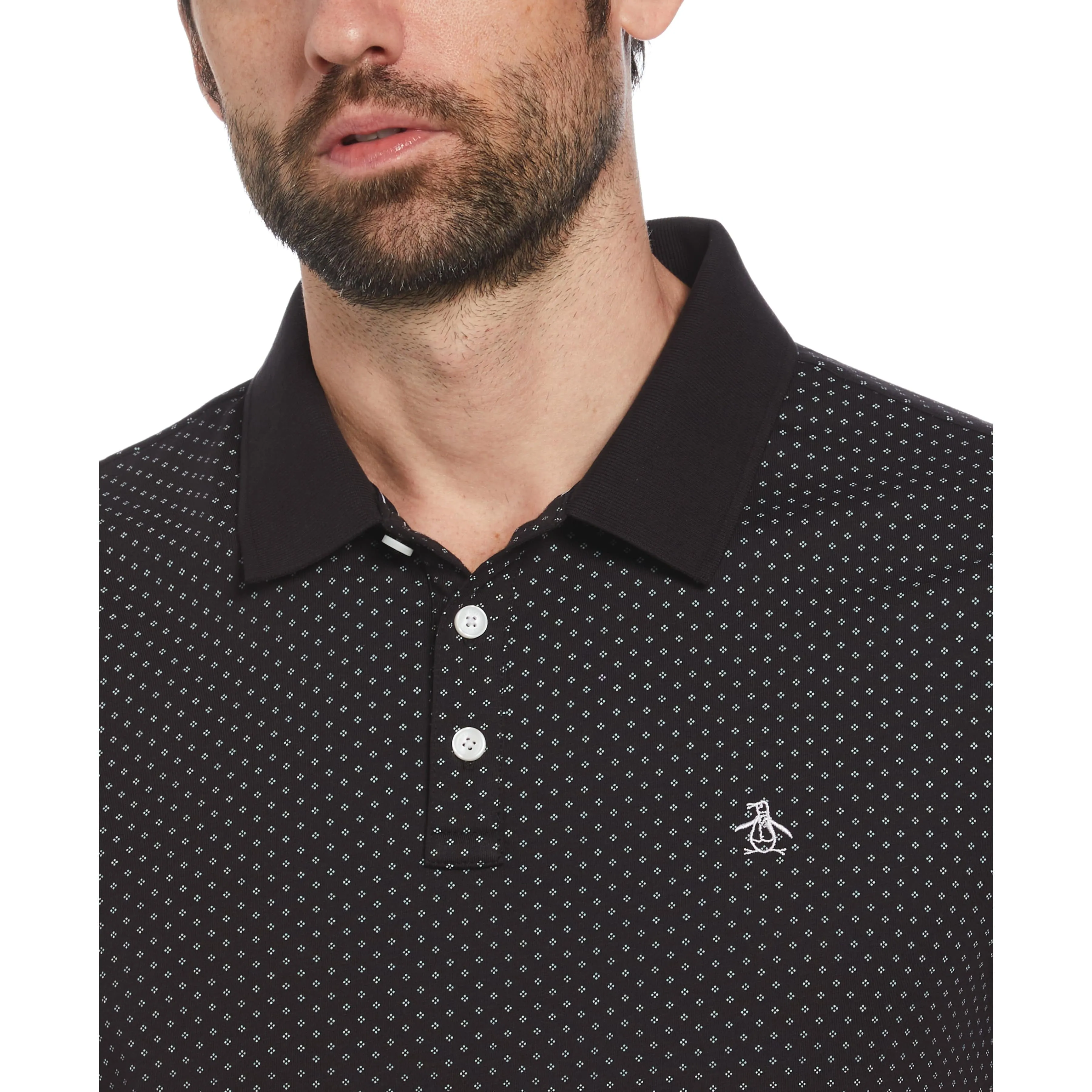 Ditsy Diamond Print Polo