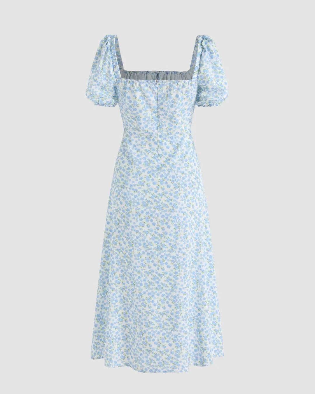 Ditsy Floral Square Neck Midi Dress