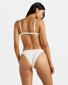 Ditsy Rib Medium French Bikini Bottoms - Whisper White