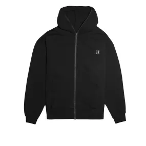 Embroidered H 2-Way Zip-Up Hoodie Black