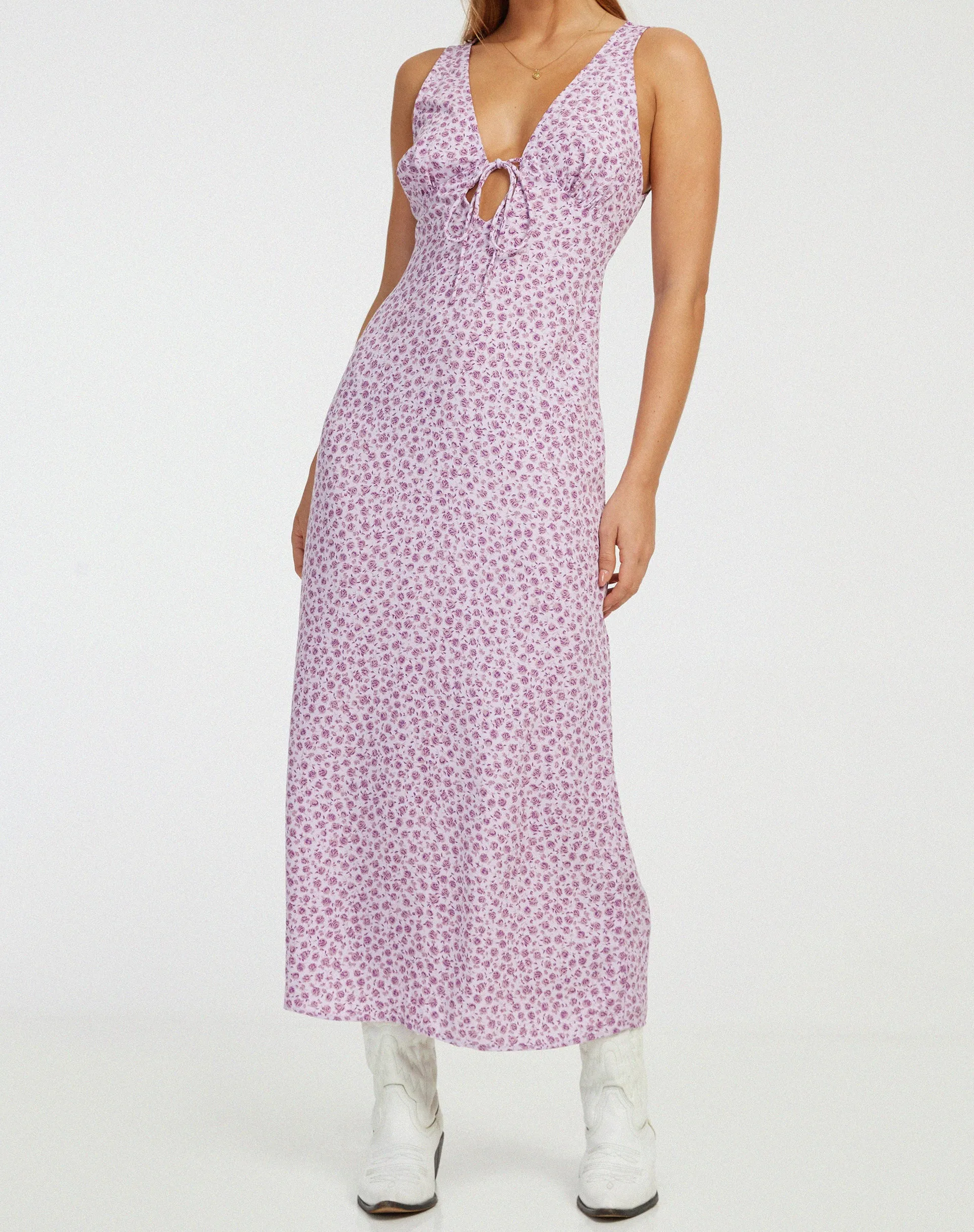 Fiaso Midi Dress in Ditsy Rose Lilac