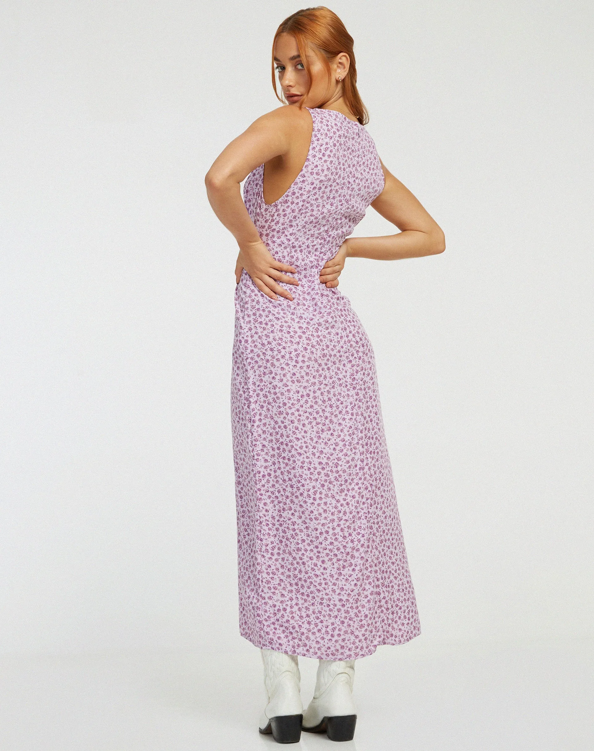 Fiaso Midi Dress in Ditsy Rose Lilac