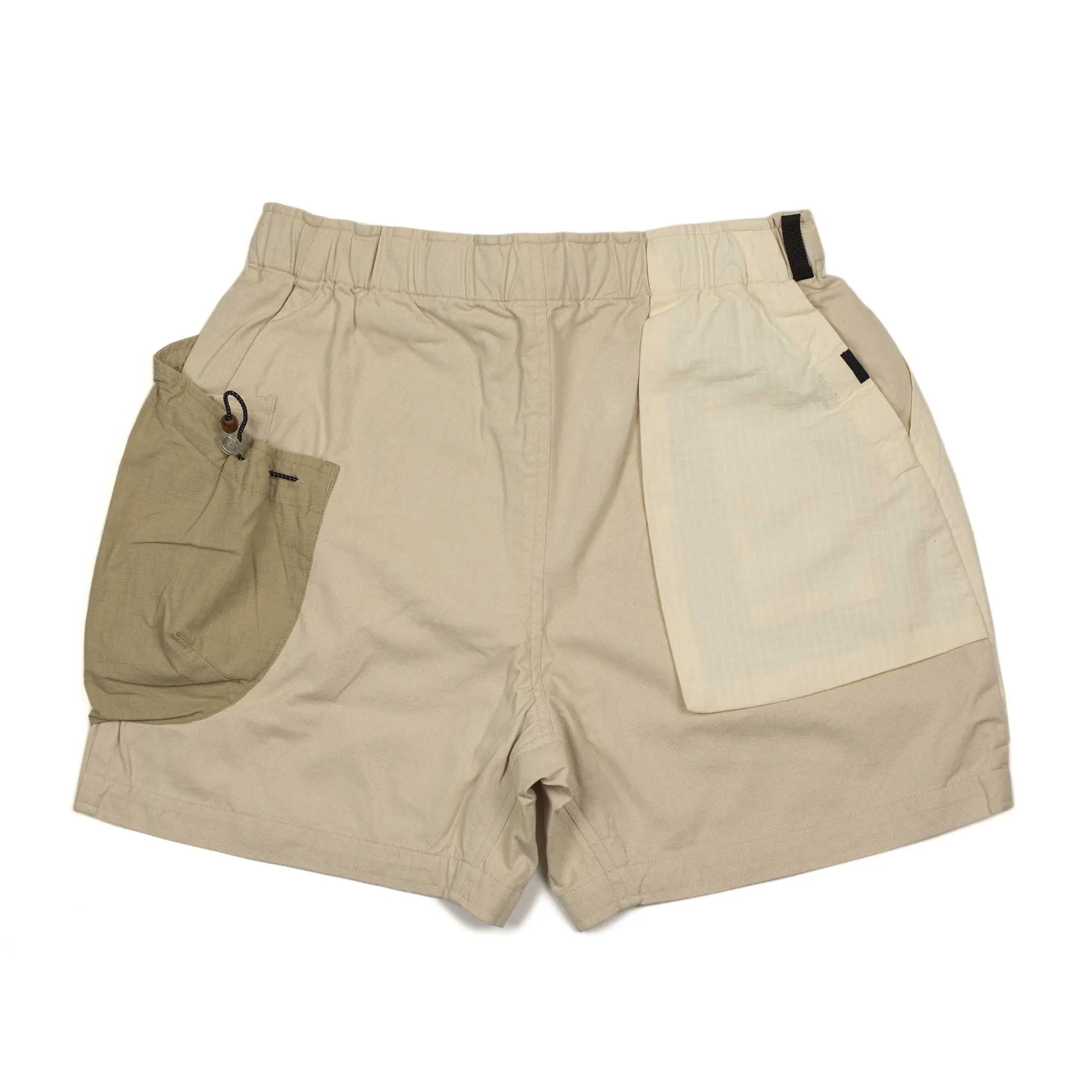 Field shorts in chalk strada paneled cotton twill and ripstop (restock)