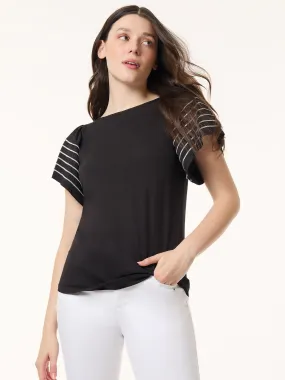 Flutter Short-Sleeve Top, Cotton Modal