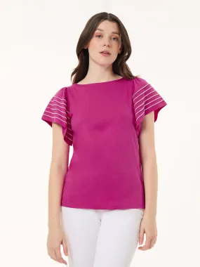 Flutter Short-Sleeve Top, Cotton Modal