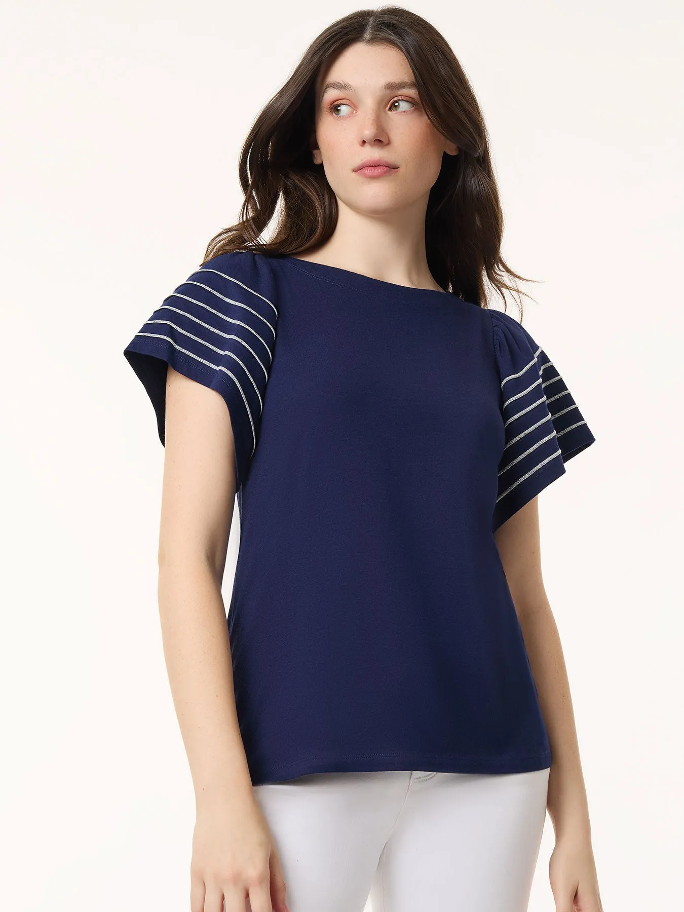 Flutter Short-Sleeve Top, Cotton Modal