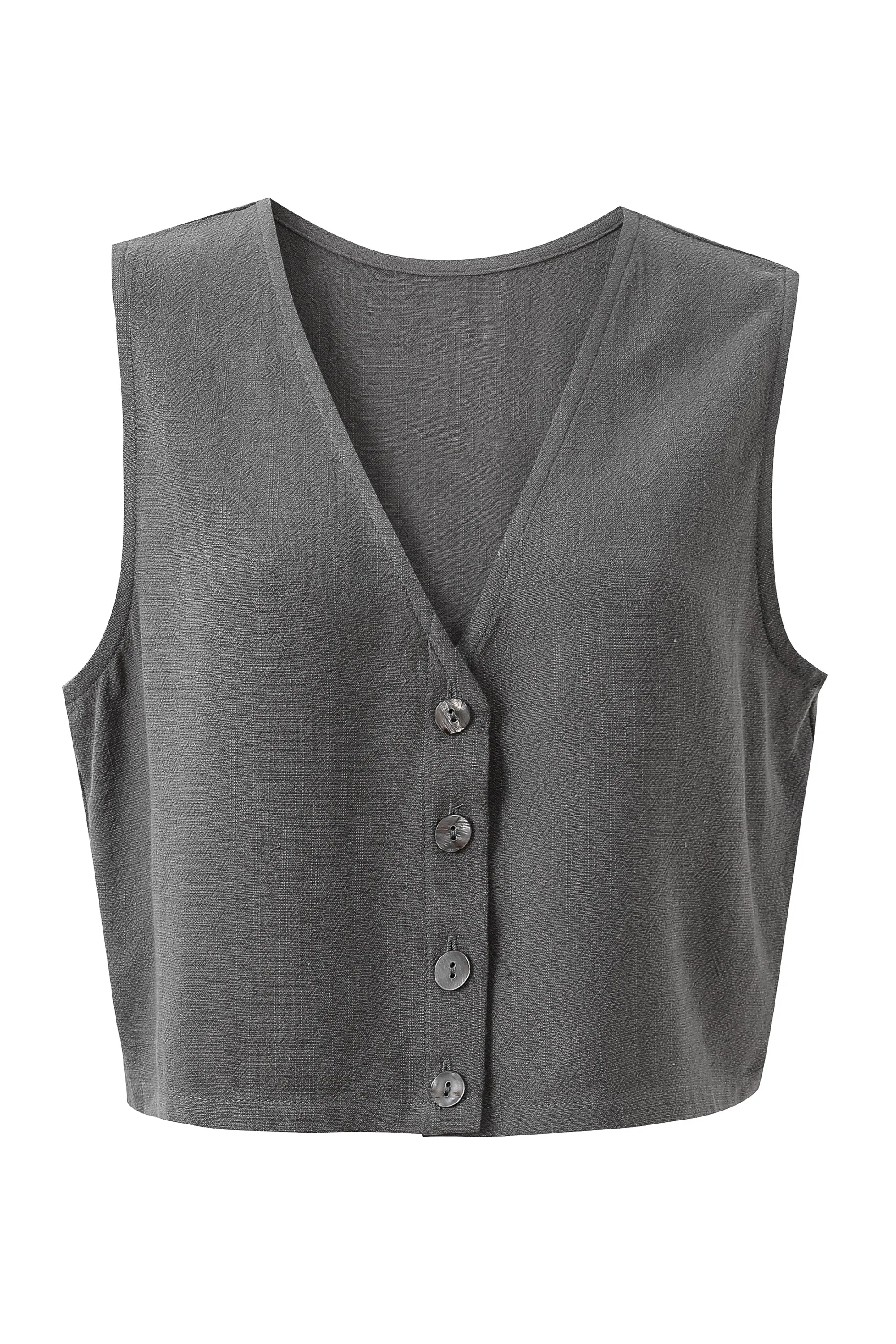 Gray Linen Vest and Pants Set