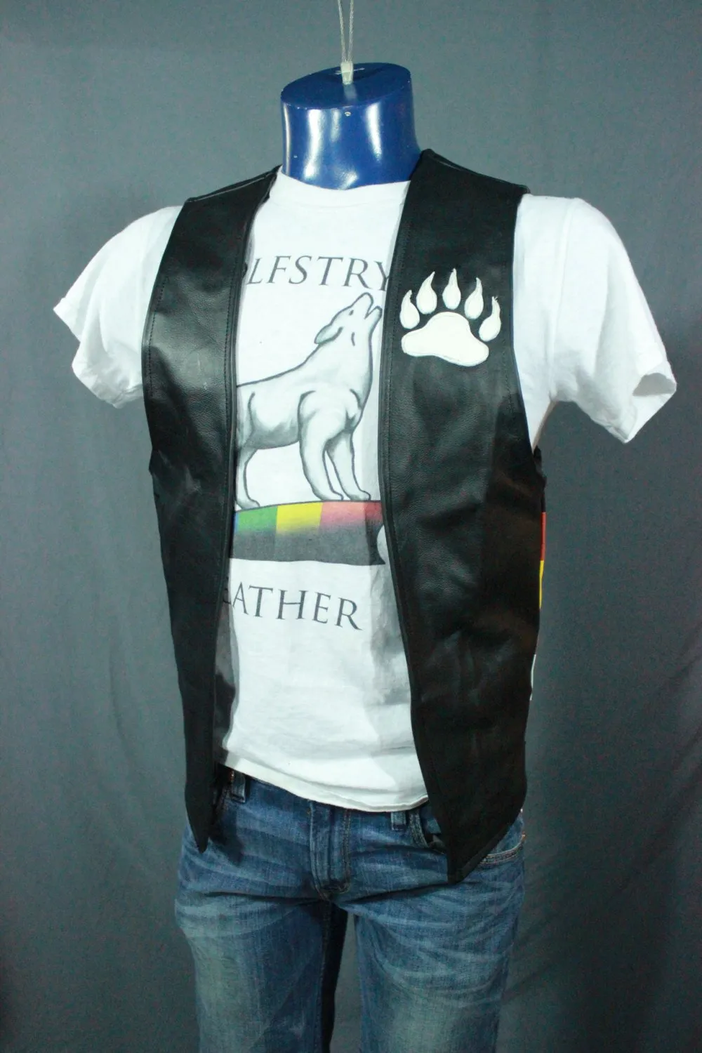 Hand Made Leather Bear Pride Vest